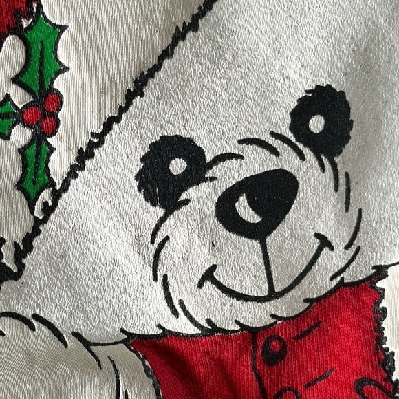 Red Hug Me In Texas 80s Christmas Teddy Bear Vintage Sweatshirt 1987 size XL - Picture 8 of 16